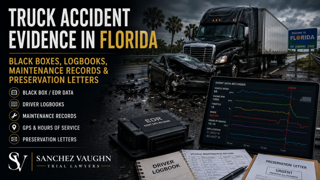 Truck black box electronic data recorder evidence used in Florida truck accident cases