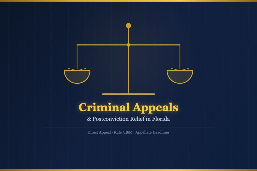 Scales of justice representing Florida criminal appeals and postconviction relief